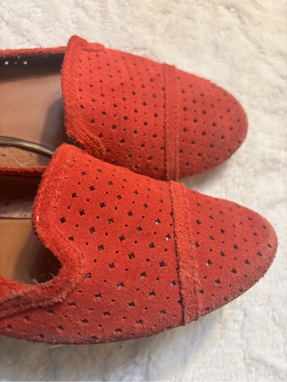 DV by Dolce Vita Loafers Size 7.5 Red Suede Laser-Cut Perforated Slip-On Flats